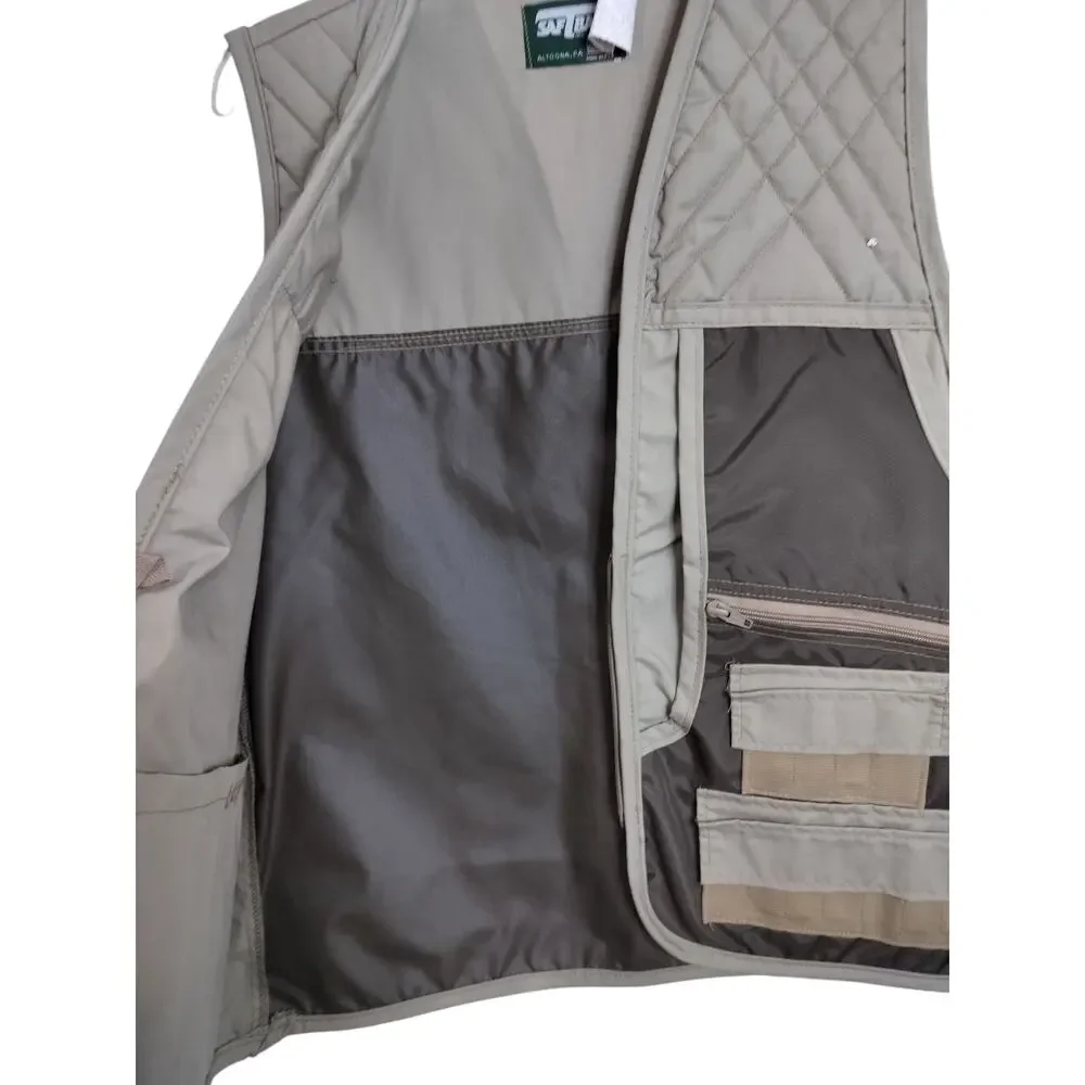 M781)Vintage SafTbak Men Brown Hunting Vest Gamebird Duck Multiple Pockets M